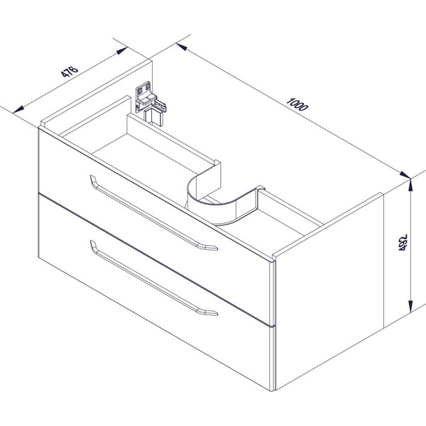 Fackelmann 1000mm Wall Mounted Bathroom Vanity with Ceramic Vanity Top